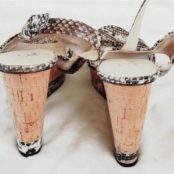 BOSTON PROPER FRANCO SARTO PYTHON WEDGE SANDALS SZ 9.5 - Picture 6 of 10